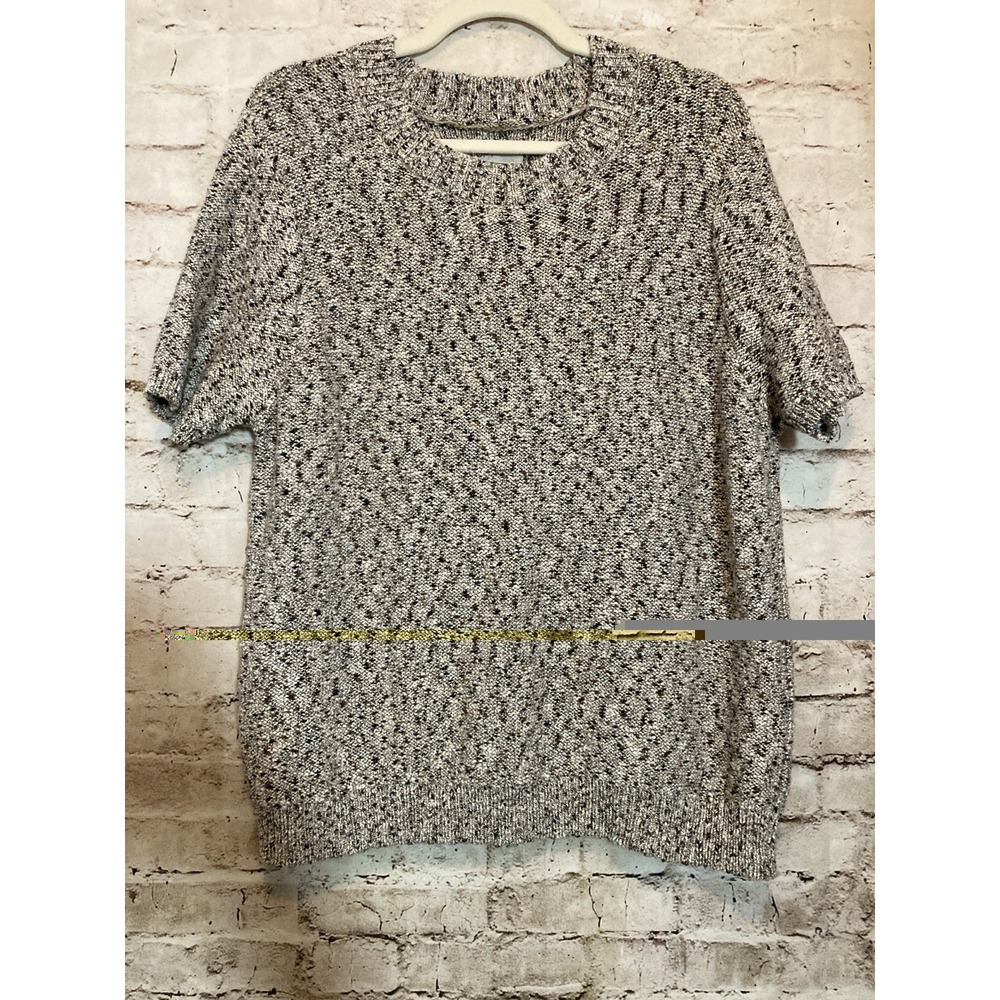 LOFT Short Sleeve Sweater XL Earthy Tone Speckles Pullover Cottage Glitter